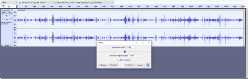 audacity amplify dialogue box interface