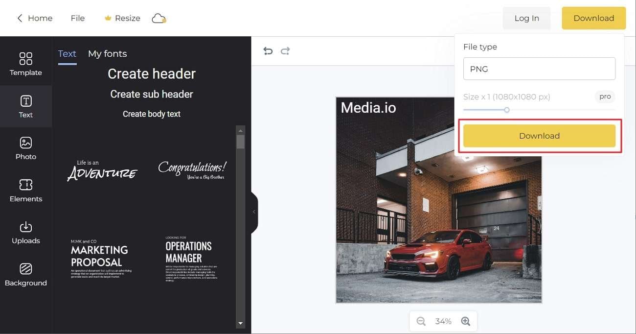 click on the download button